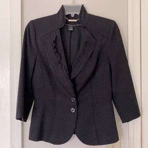 WHBM Black Button Front 3/4 Sleeve Blazer Jacket 4
